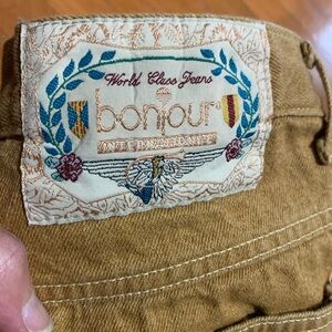 90’s Bonjour high waist tapered Leg Tan jeans Made in USA vintage 12 (runs small